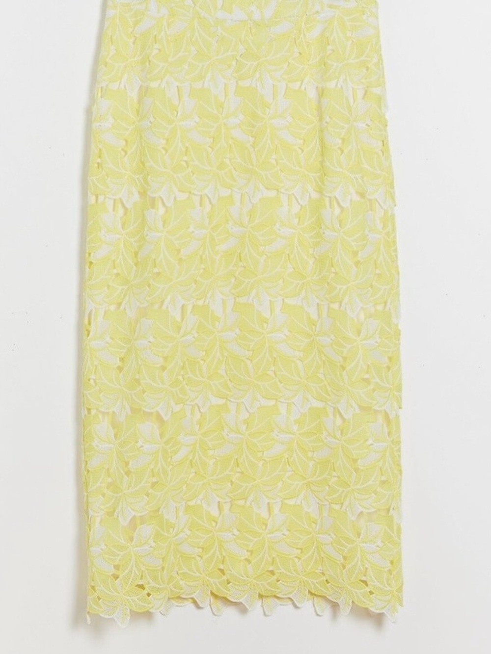 Sunday in Brooklyn Pale Yellow Lace Pencil Skirt
